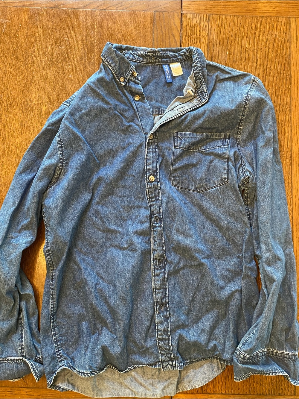Divided Denim Button-Up Shirt - Blue